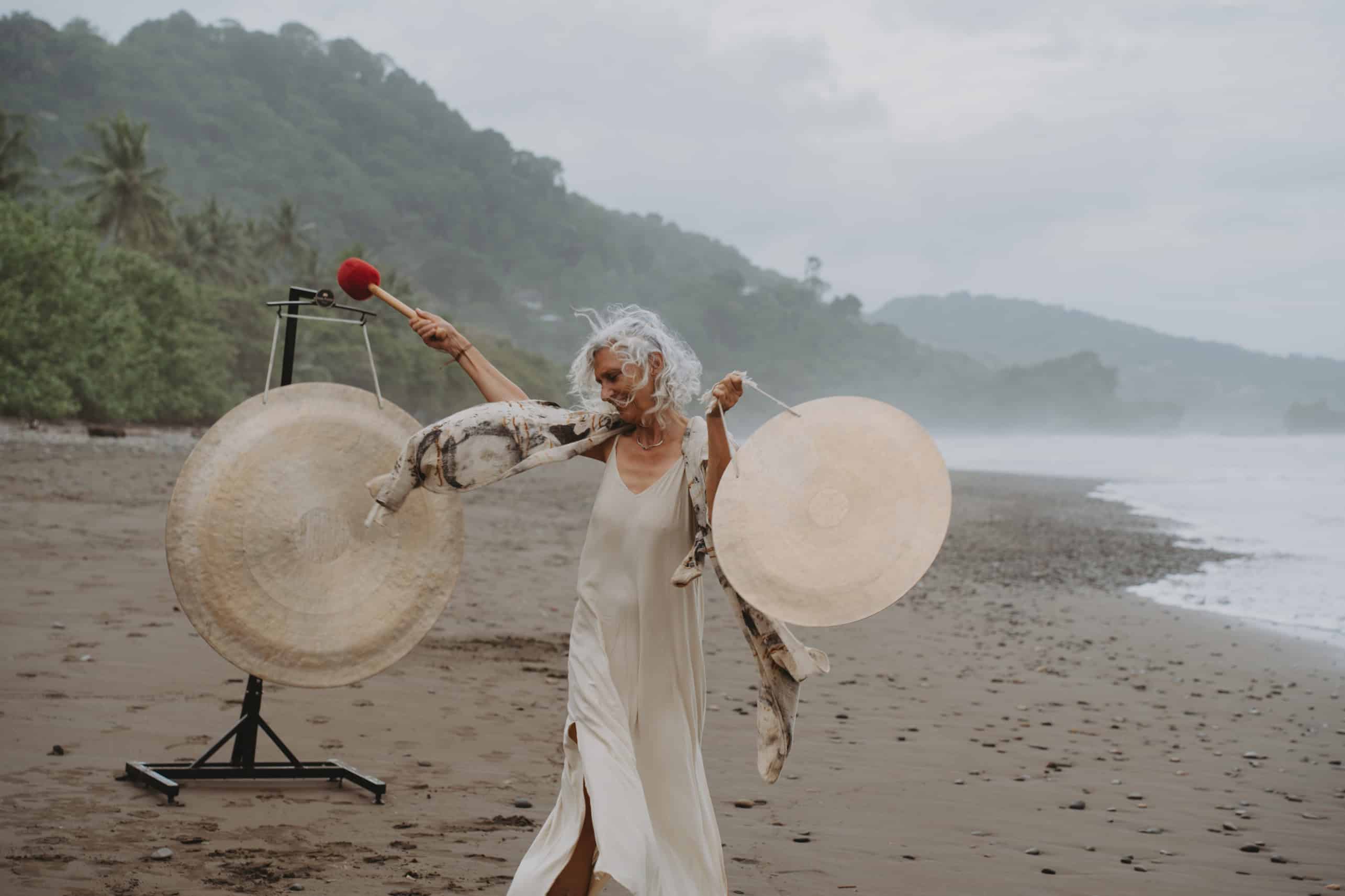 Gong Player at the Beach in Costa Rica